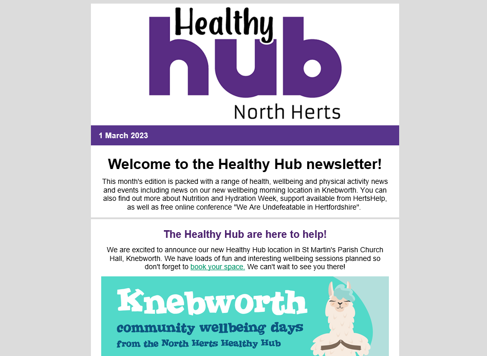 Healthy Hub North Herts e-newsletter